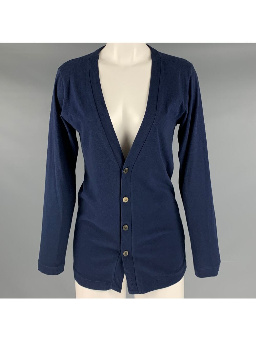 COMME des GARCONS Size S Navy Cotton Knit Buttoned Cardigan
